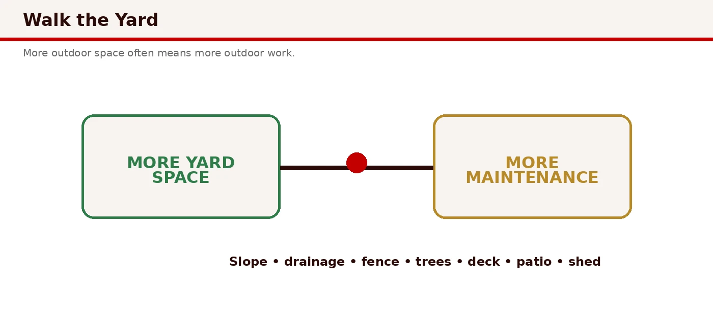 Yard evaluation checklist: slope, fences, deck stability, retaining walls, and seasonal maintenance