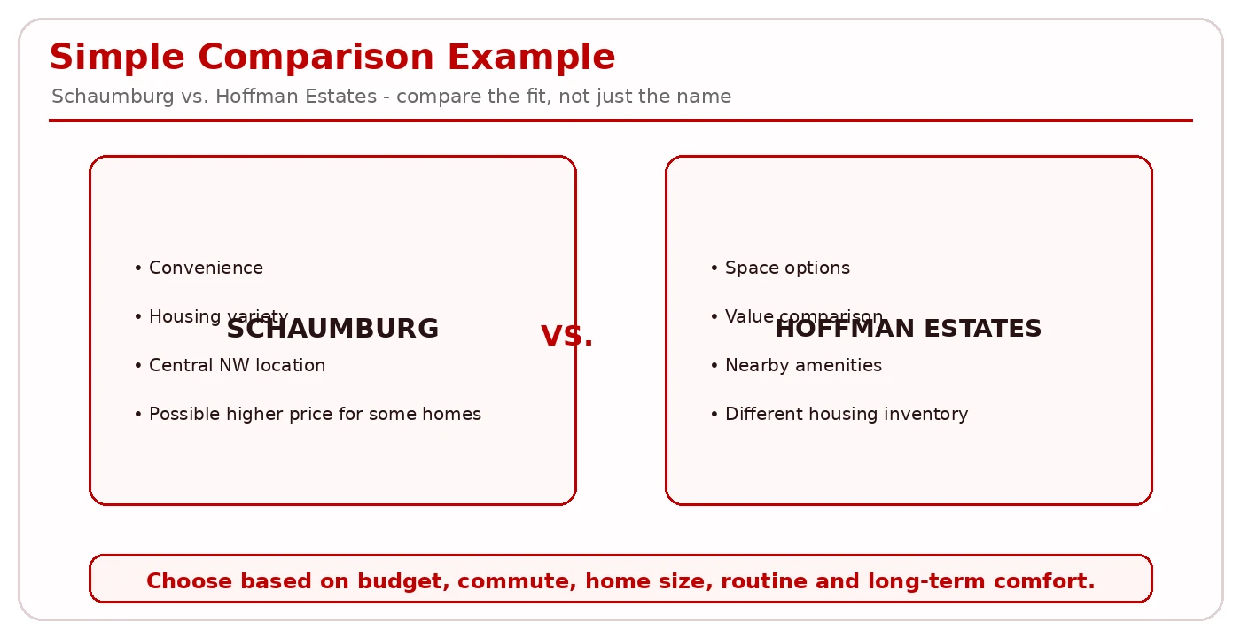 Side-by-side comparison diagram between Schaumburg and Hoffman Estates