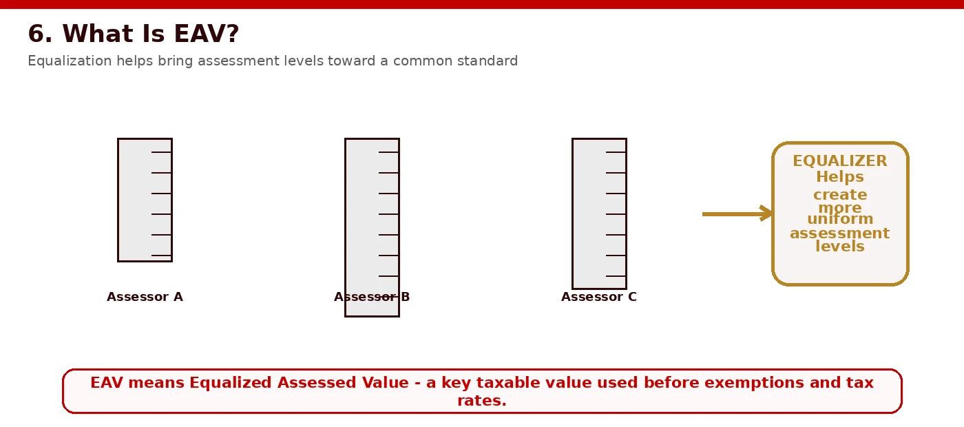 Conceptual diagram illustrating how equalization serves as a calibration step to reach Equalized Assessed Value